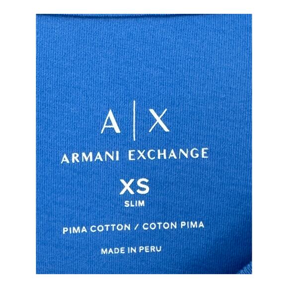 Armani Exchange A/X Pima Cotton Tee Blue Short Sleeve Crewneck Summer Casual XS - Picture 3 of 8